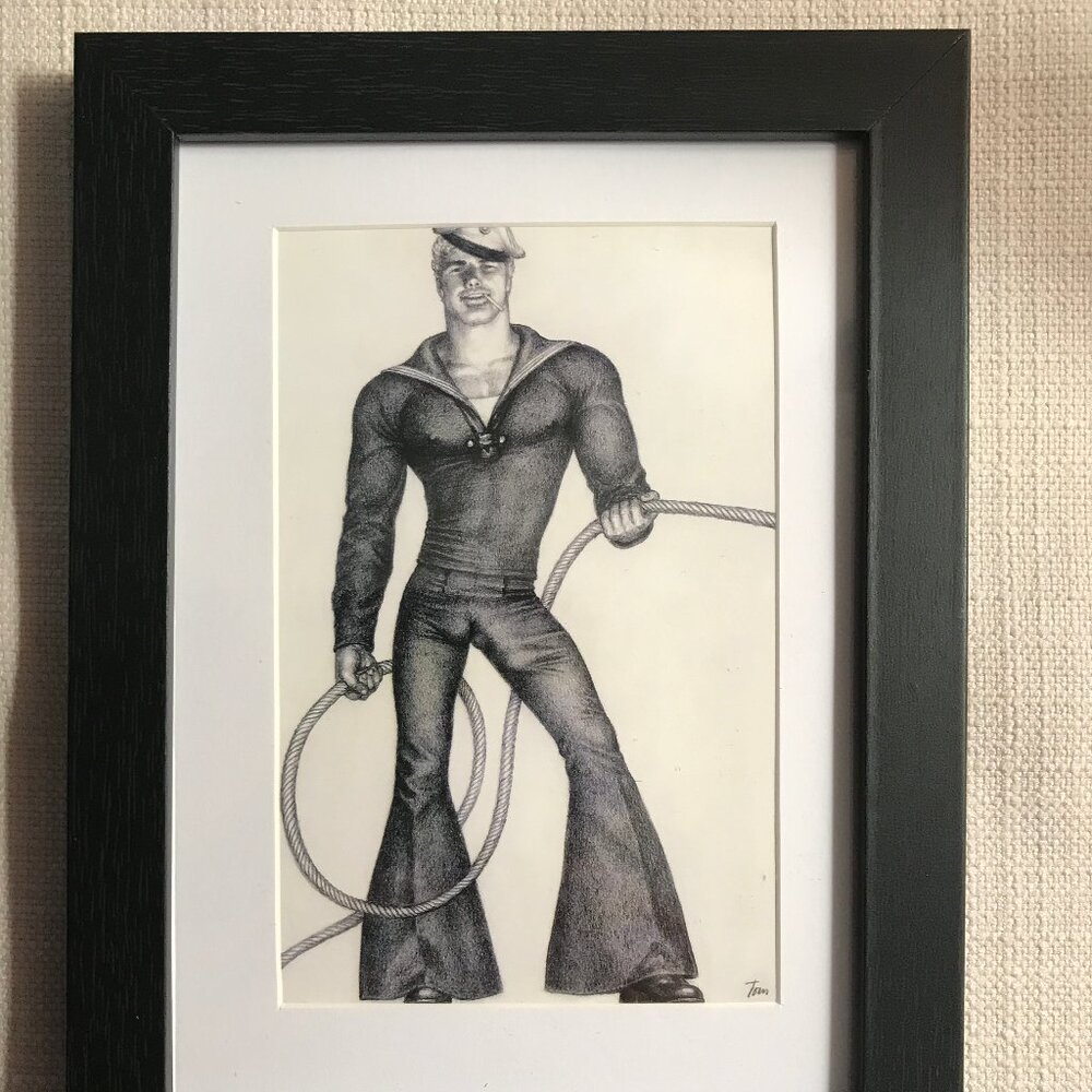 Tom of Finland Matted and Framed Postcard/Print 6” x 8” Navy Sailor Man